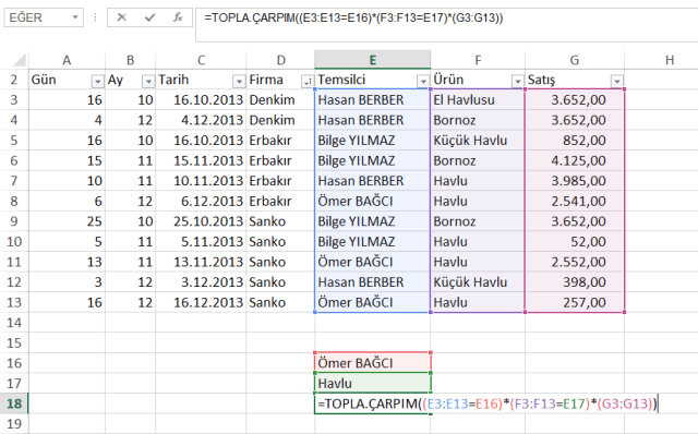 Vidoport Excel Topla.çarpım