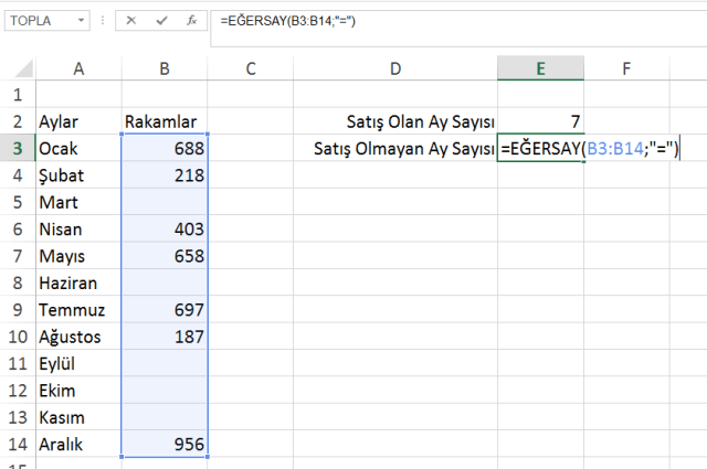 Excel Eğersay İşlevi-vidoport.com