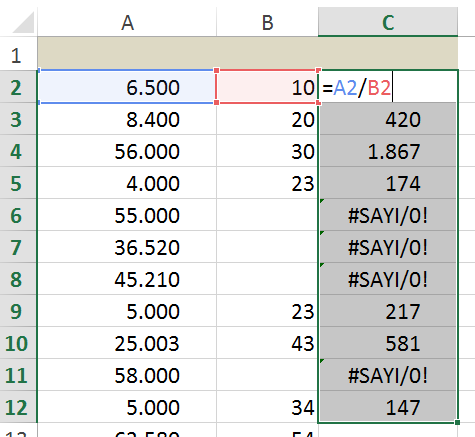 Eğer işlevi ile hataları gizlemek