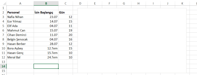 Excel'de Grantt Grafikleri Yaratmak