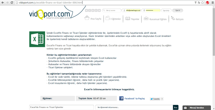 Excel'de Finansal İşlemler Eğitim Videoları