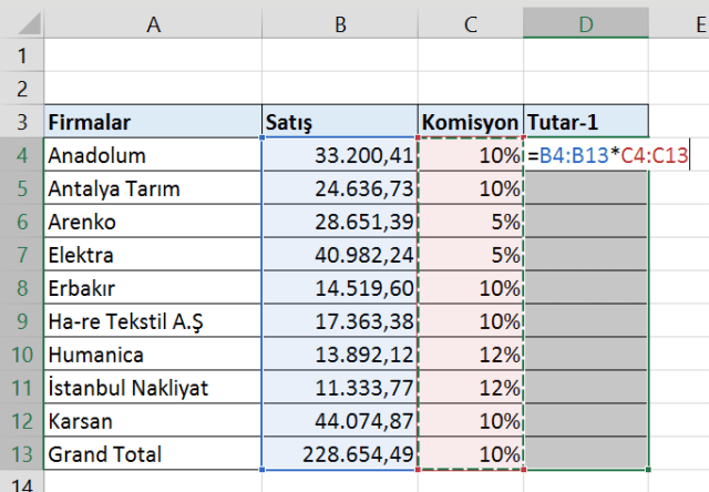 Excel'de dizi nedir ?- Ne Amaçla Kullanılır..