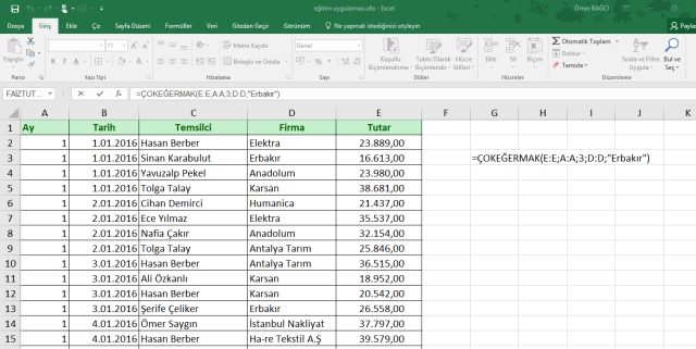 Office 365 Excel 2016 Çokeğermak işlevi-2