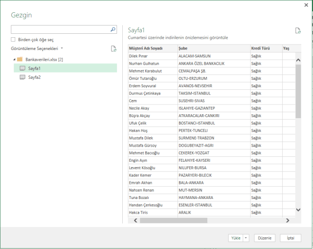 Excel de Al Dönüştür ÖZelliği vidoport