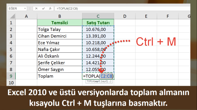 Toplam Alma'da kısayol vidoport.com Excel kısayolları-2.png