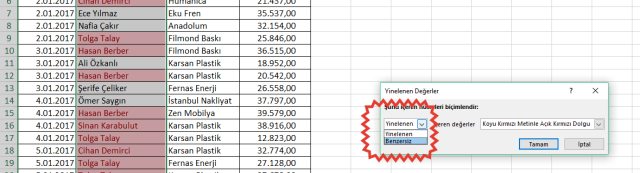 Excel koşullu Biçimlendirmeler- Ömer BAĞCI